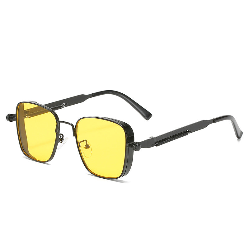 Wholesale Vintage Box Steampunk Metal Style European American Hip Hop Personality Spring Leg Sunglasses